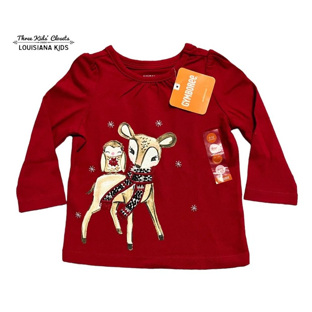 NEW Gymboree 6-12m Christmas Reindeer Owl Shirt